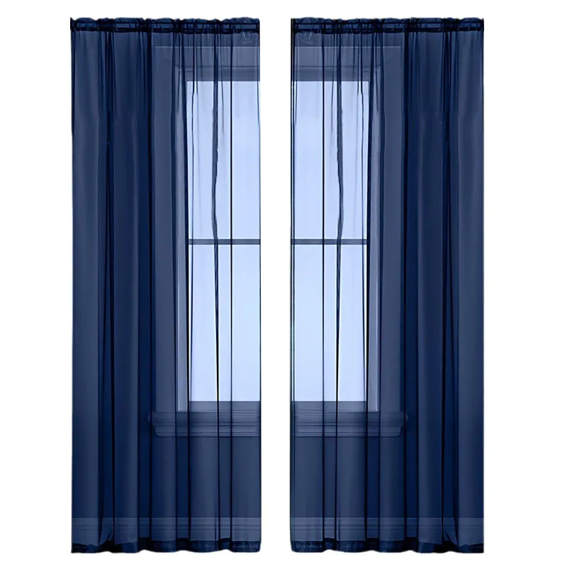 140*260cm Chiffon Sheer Window Curtains For Living Modern Simple Curtain Gauze Semi-blackout Balcony Thin Window Screen