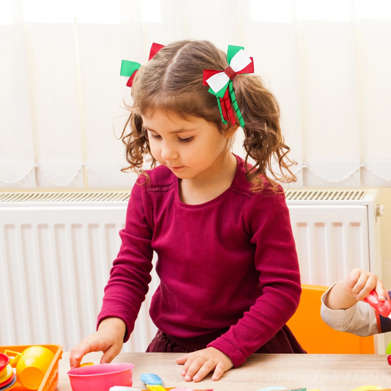 

2 шт., рождественские банты для волос, праздничные заколки, бант, аксессуары для волос из кожи аллигатора, украшения для вечеринок, рождественские рождественские заколки с бантом