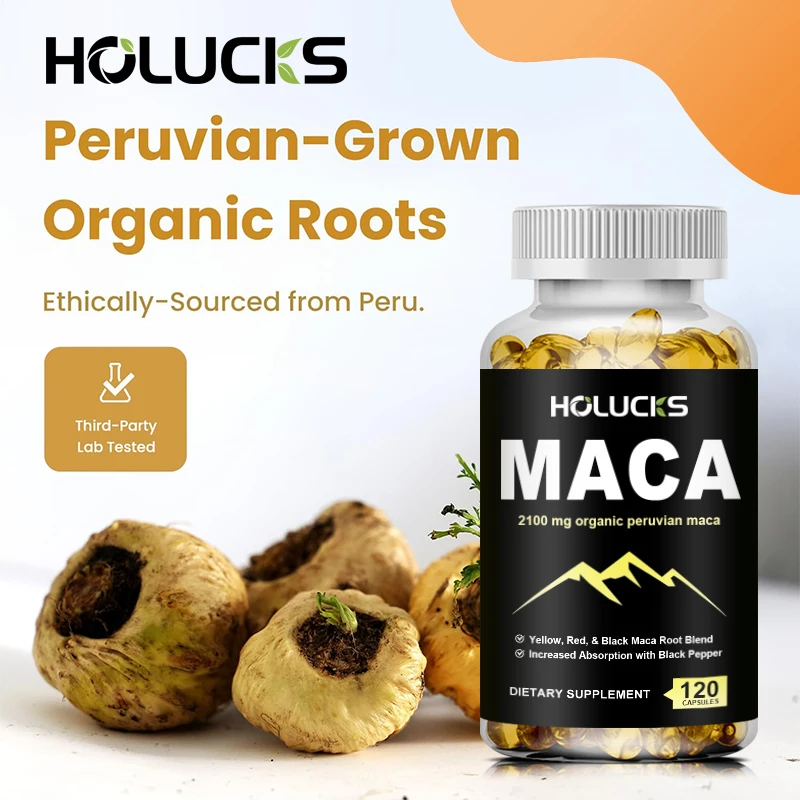 Organic Maca Root Capsules for Women & Men | 2100mg, Highest Potency Maca Root Powder Supplement | Supports Mood & Energy