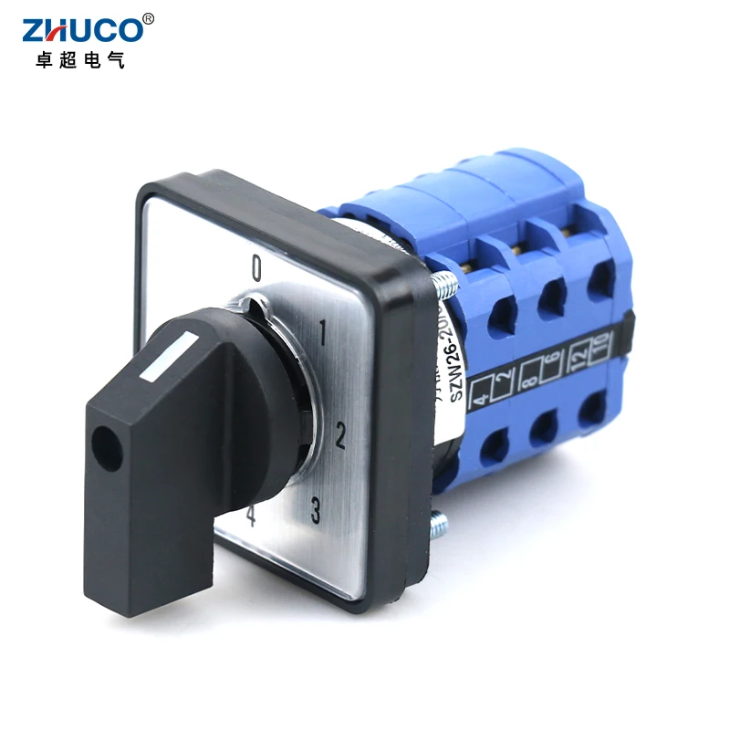 ZHUCO SZW26/LW26-20/0-6.3 20A 3 Phase 12 Screws 7 Position 64X64 48X48 mm Panel Selector Transfer Rotary Cam Universal Switch