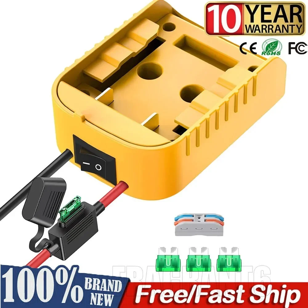 Adaptor roda daya untuk Dewalt 20V adaptor baterai dengan saklar sekering & terminal kawat 12AWG DIY naik truk mainan mobil RC