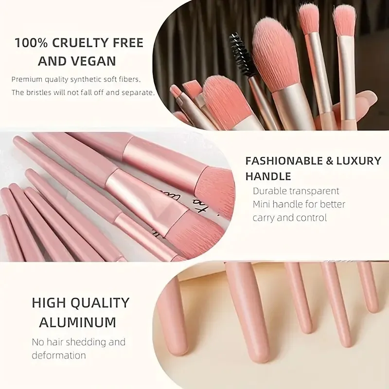 8 قطع فرشاة مكياج للوجه، فرشاة مكياج، فرشاة مكياج ذات شعيرات ناعمة، محمولة، أداة تجميل ومكياج، إعطاء هدايا