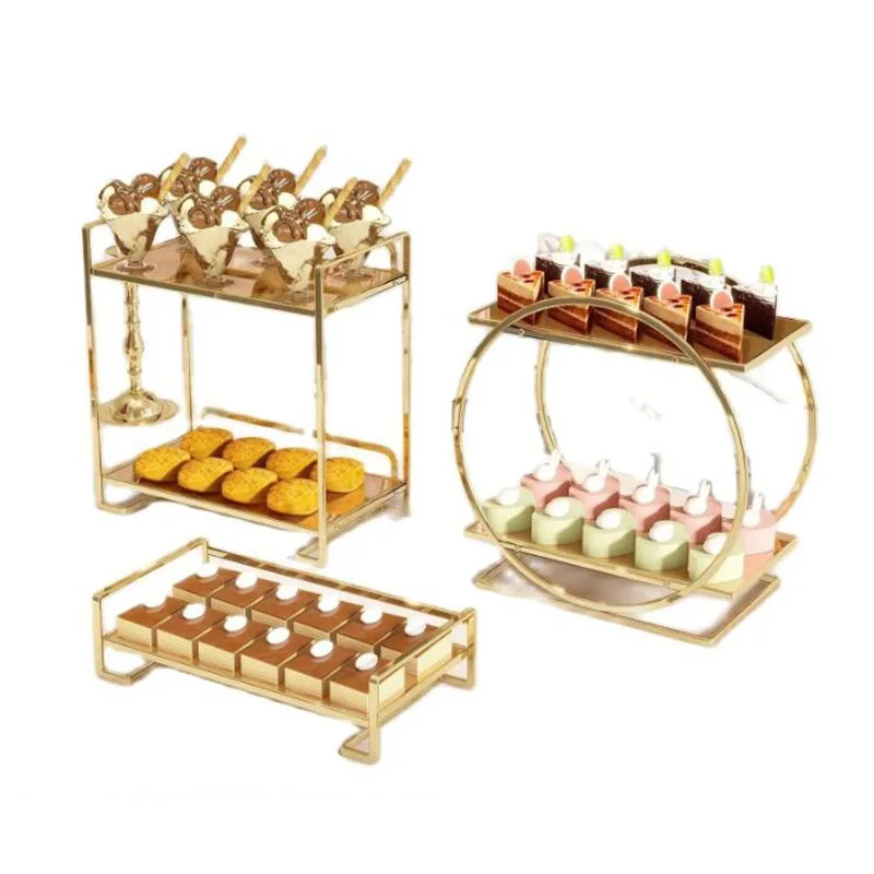 

3pcs Luxury Buffet Acrylic Plates Wedding Dessert Table Snack Shelf Cake Stand Biscuit Fruit Food Cosmetics Display Trays Rack