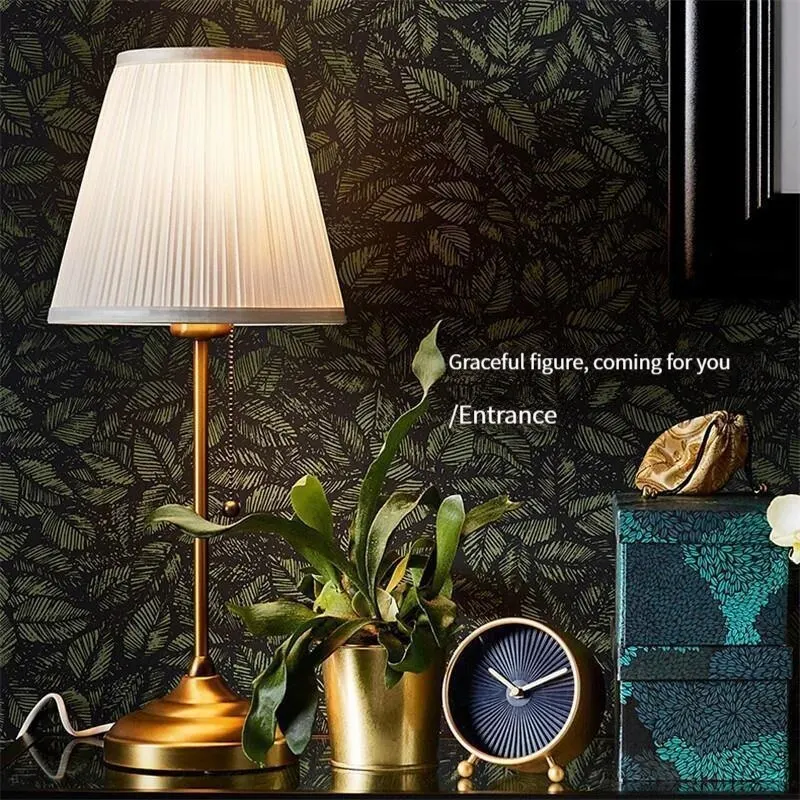 

Vintage Exquisite Metal Table Lamp E27 Lamp Base Ins Simple Pleated Standing Lamp Bedroom Sofa Study Table Lamp Gold/Silver