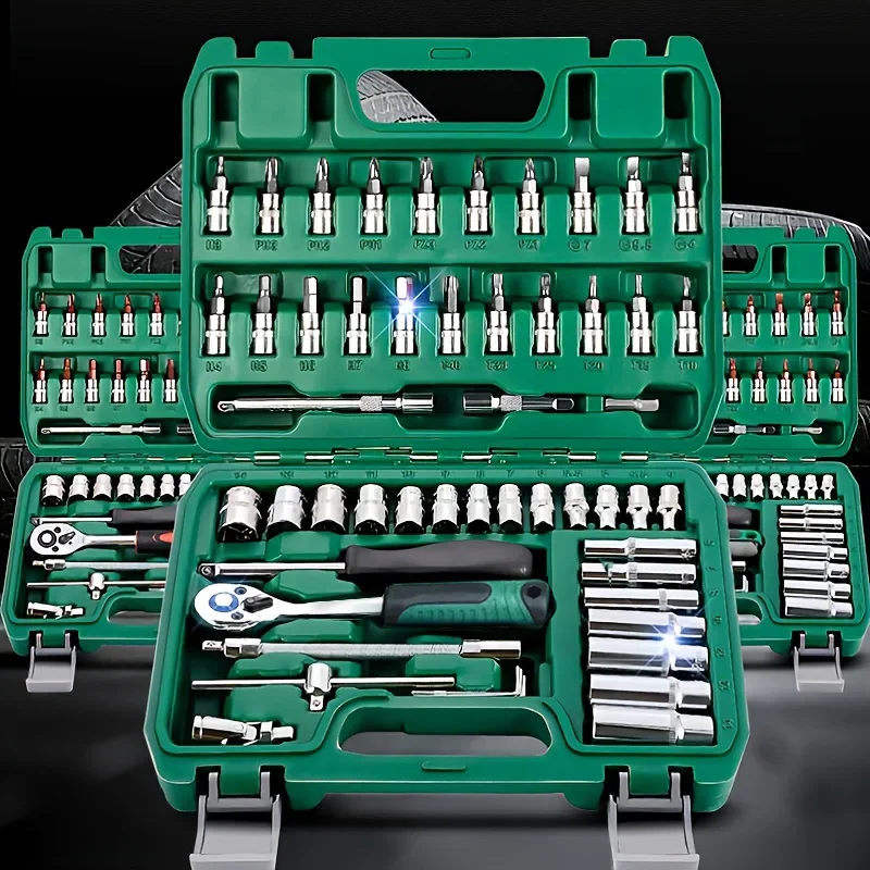 

53 Pcs Ratchet Spanner Wrench Set Socket Wrench Set Extension Rod Multi-function Car Motorcycle Repair Hand Tool Set