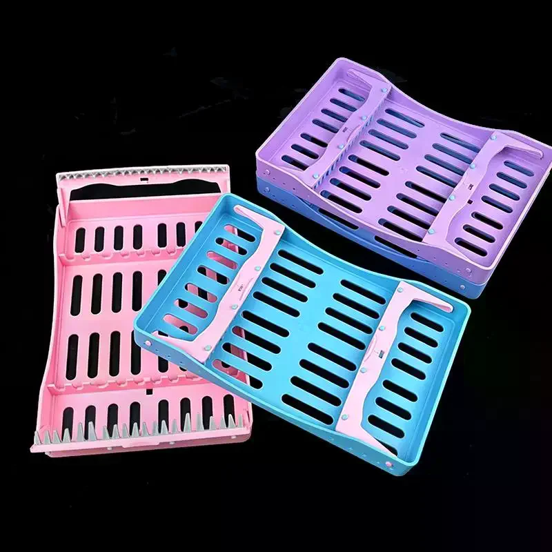 Placing Box Dental Plastic Cassette 5/10 Slots Instrument Tools Holders Plate Rack Disinfection Tray
