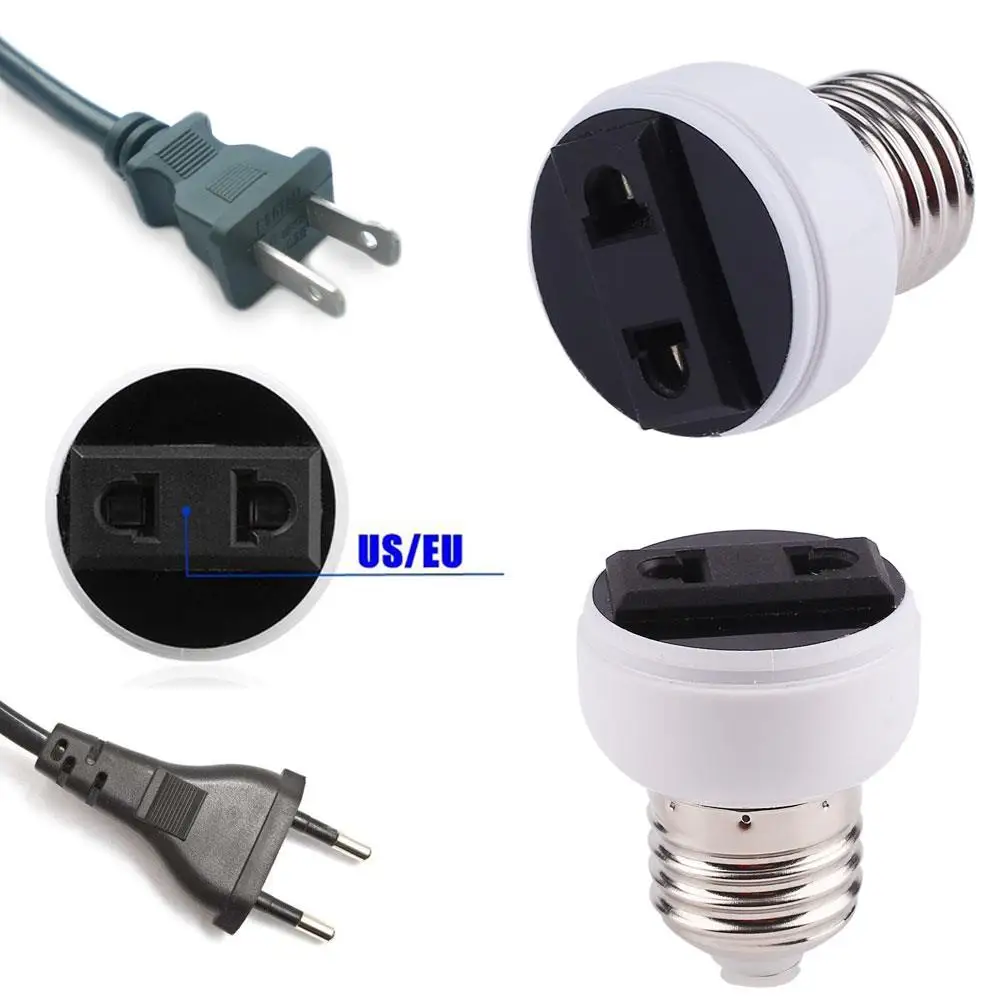 1PC E27 Lamp Light Socket Holder Screw Bulb Convert To US/EU Power Outlet Screw Bulb Light Holder US/EU Plug Connector Converter