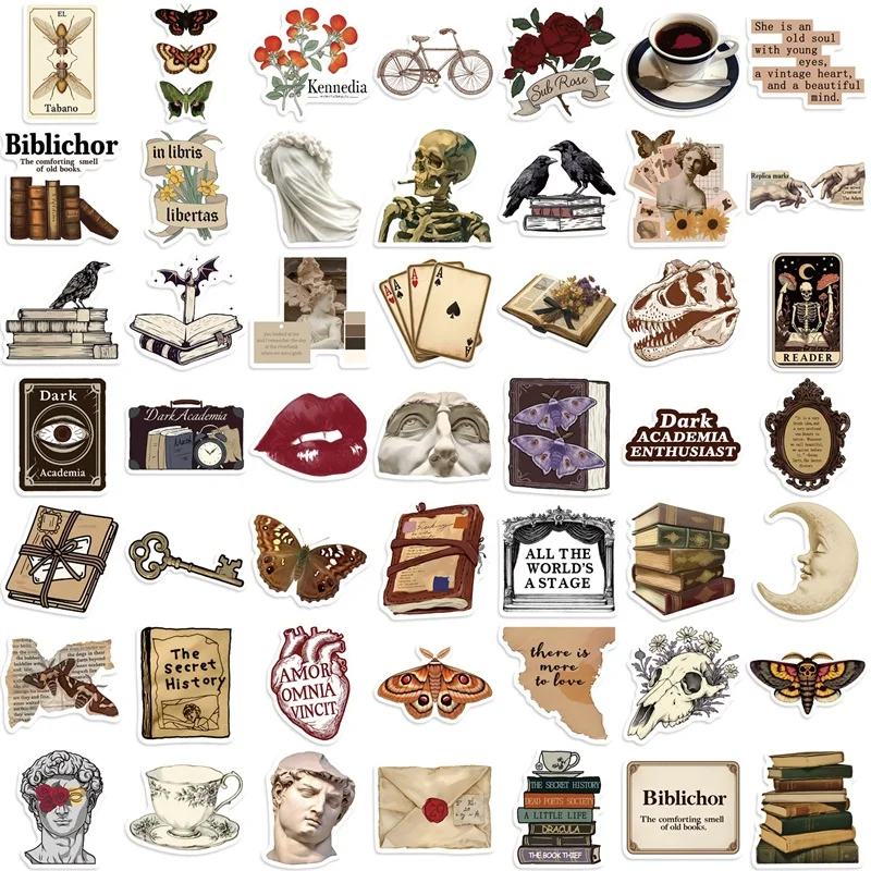 10/30/50PCS Vintage Dark Art PVC Sticky Sticker Aesthetic Children's Stationery DIY Decoration Scrapbooking School Supplies image 6