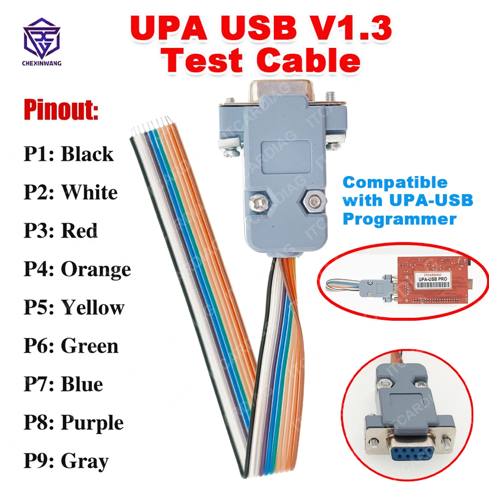 

UPA USB Test Cable for UPA USB Programmer V1.3 ECU Pinout Diagnostic Connectors Compatible with UPA-USB Programmer