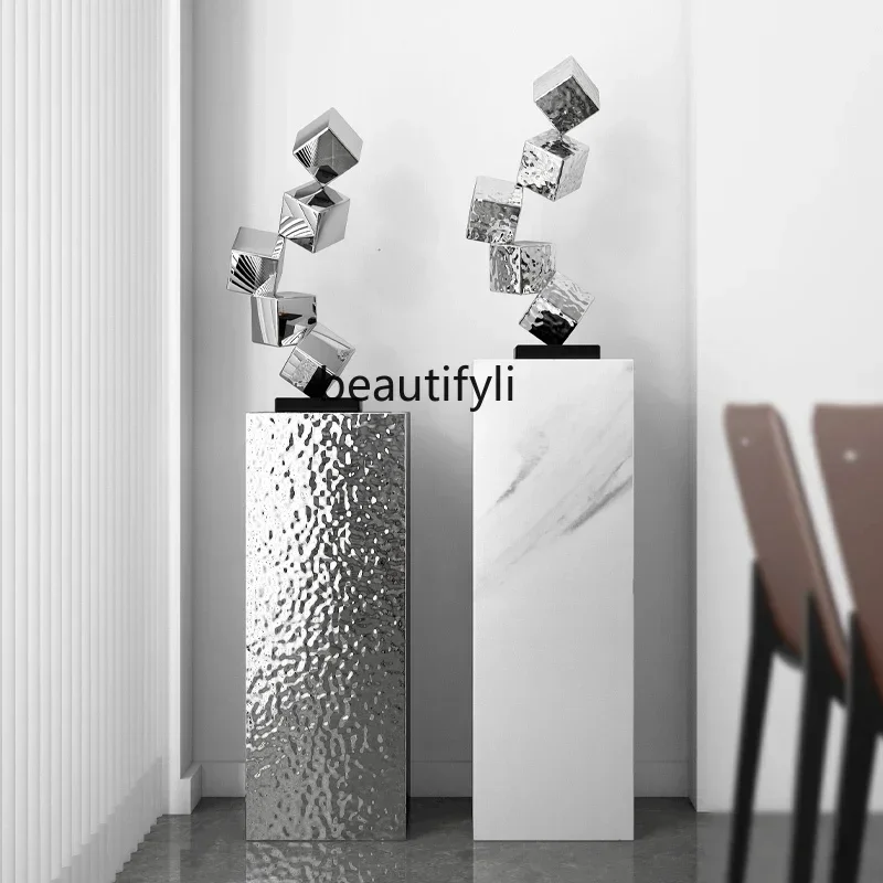 55High-grade light luxury metal geometric stainless steel abstract art model room entrance hotel lobby decoration ornament