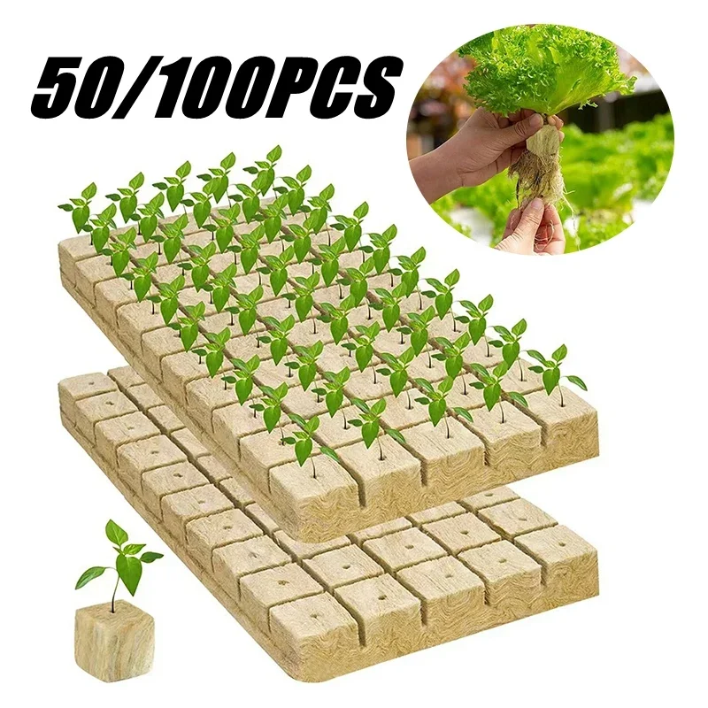 50/100pcs Sponge Block Starter Plugs Rock Wool Hydroponics Seed Starters Grow Cubes Soilless Cultivation Agricultural Supplies