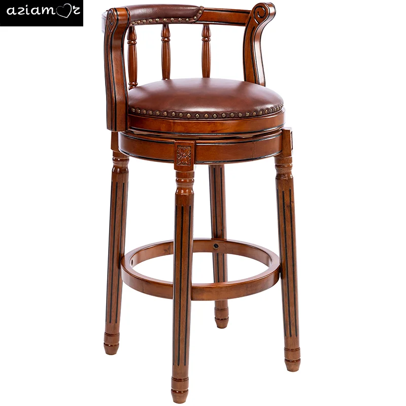 Seat Height 29.5'' Wooden Swivel Barstool 360 Degrees Swivel Barstools Chair for Home Kitchen Counter 1pc (Brown)