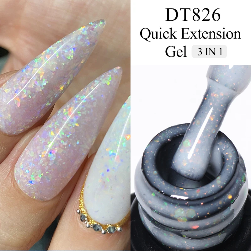 MEET ACROSS 7ml láminas coloridas esmalte de uñas de Gel de extensión rápida para uñas brillo láminas de oro rosa barniz de Gel para decoración de uñas manicura