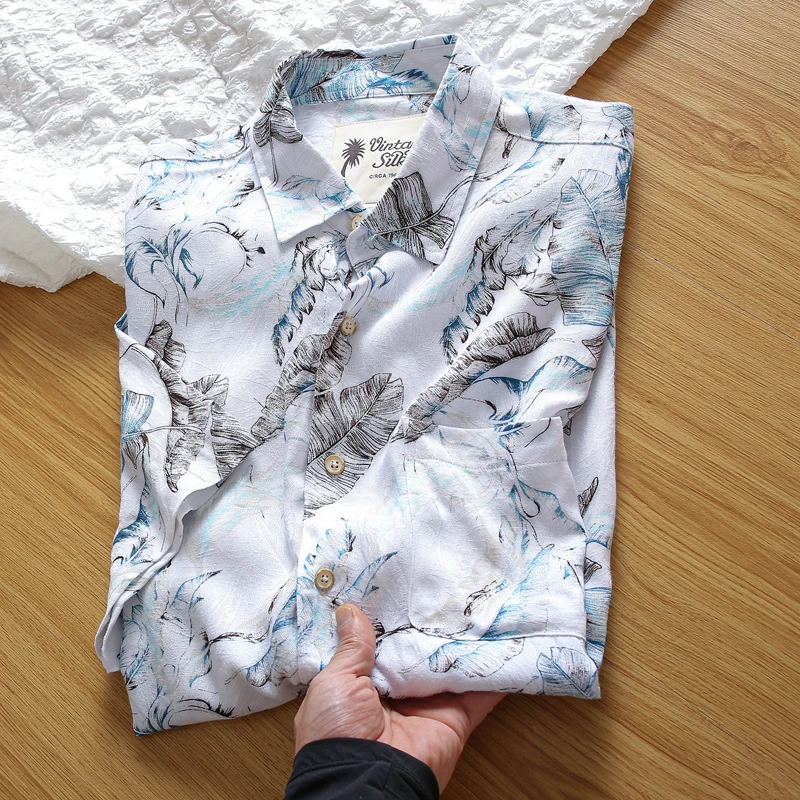 

Ele Casual Floral irt Ultra-Thin Breathable Summer Menswear Hipster Sle Stand Fit ort Sve Pointed Collar