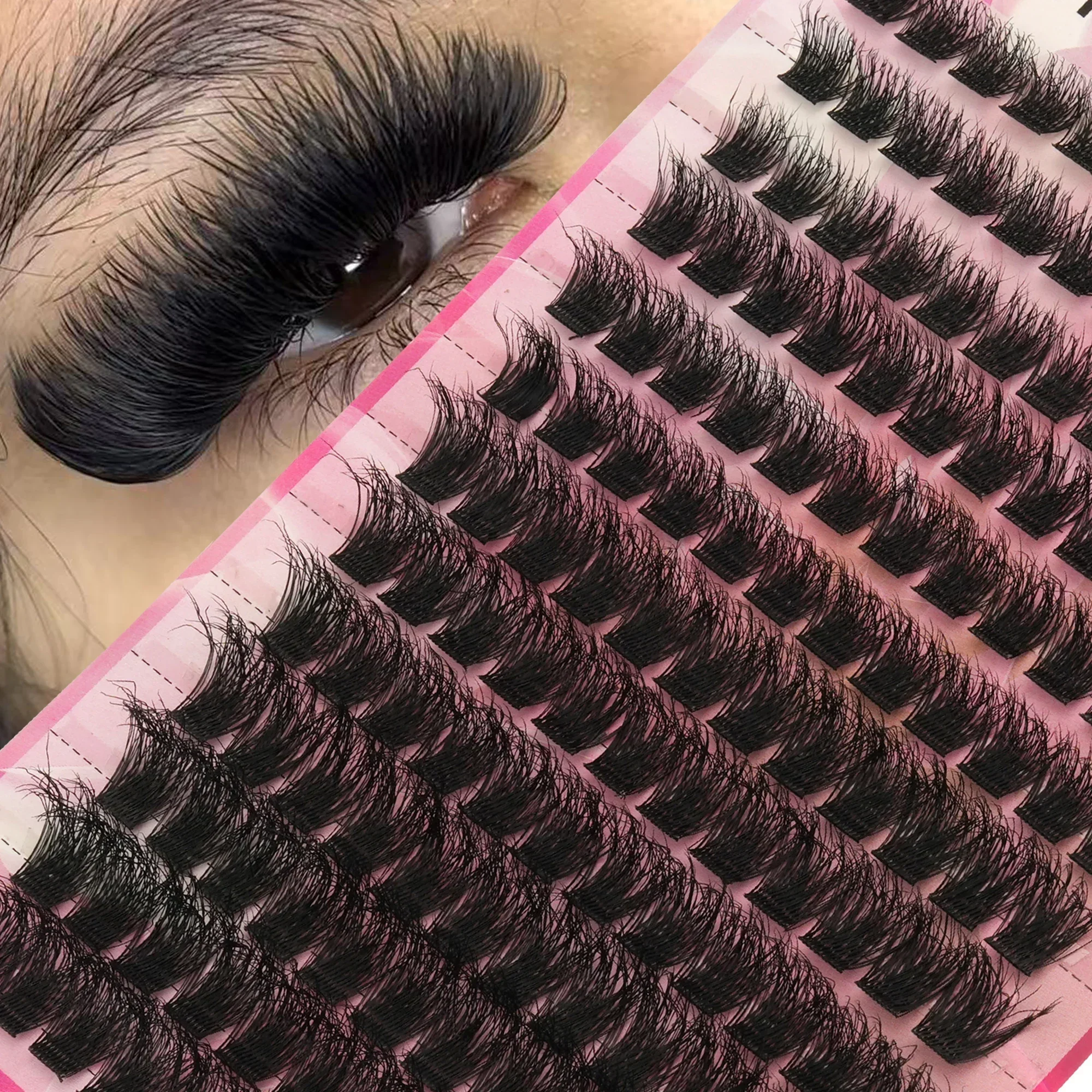 Large Pack Dramatic Voluminous Individual Lashes Faux Mink Thick Reusable Cluster False Eyelashes for Women Home Cosplay Makeup