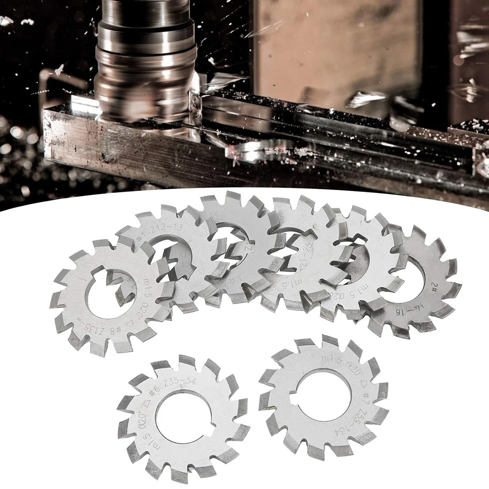 8Pcs HSS M1.5 Involute Gear Milling Set 20 Degree Pressure Angle Bevel Gear Cutting Tools For Metalworking Machinery