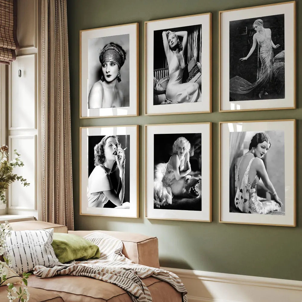 

Retro Black and White Carole Lombard, Lili Damita Posters Prints Canvas Painting Wall Art Pictures Home Bar Room Decoration