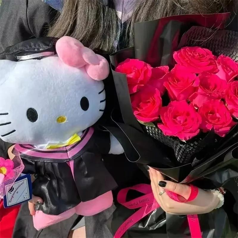 Graduate Season New Sanrio 35cm Kawaii My Melody Kuromi Cinnamoroll Hellokitty Soft Plush Souvenir Doll Graduation Wishes Gift