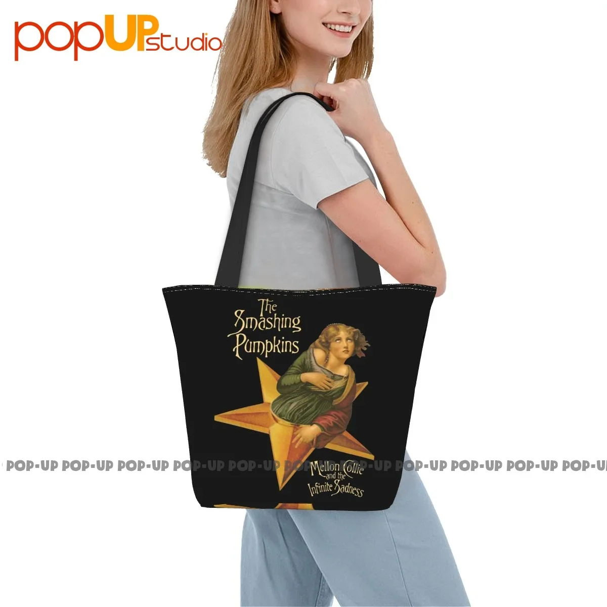 Smashing Pumpkins Mellon Collie Album Band Funny Handbags All-Match Shopping Bag Large Capacity