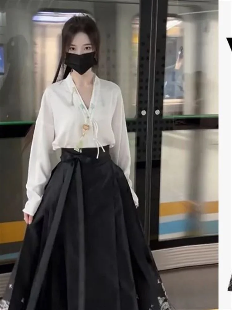 

Новый китайский комплект ханьфу для взрослых женщин с внутренним слоем, маленький размер, осенне-зимний, с юбкой-шлейфом, традиционный костюм