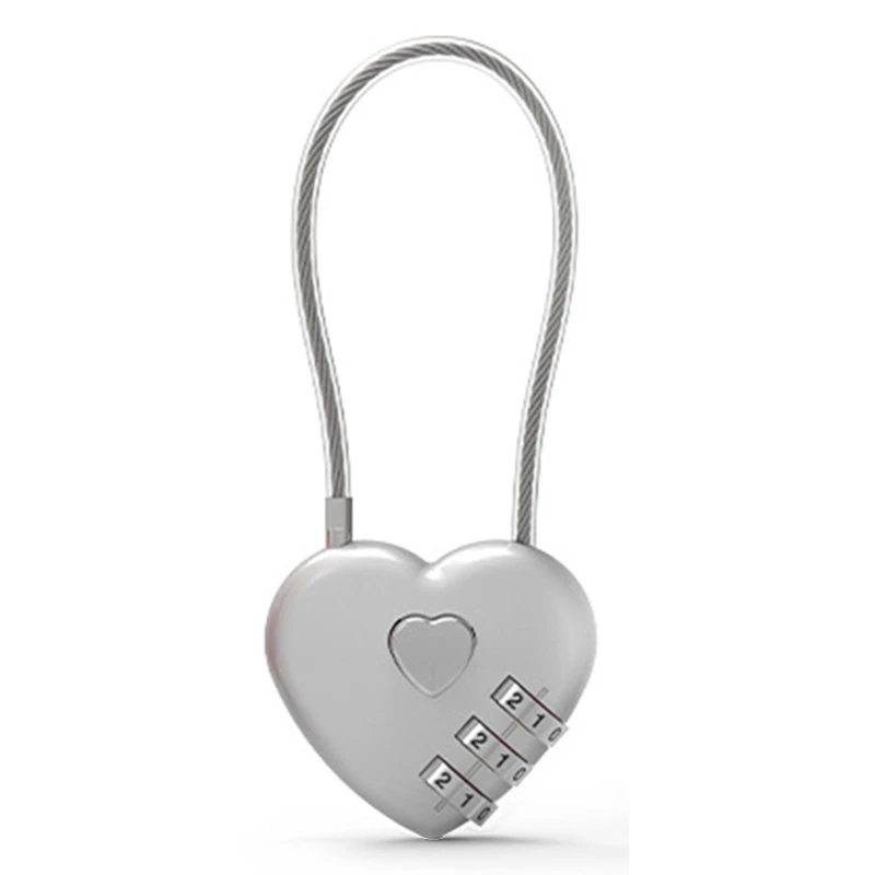 Heart Shaped Padlock 3 Digit Password Lock Luggage Password Padlock Double Mood Love Lock Travel Valentine's Day Gift