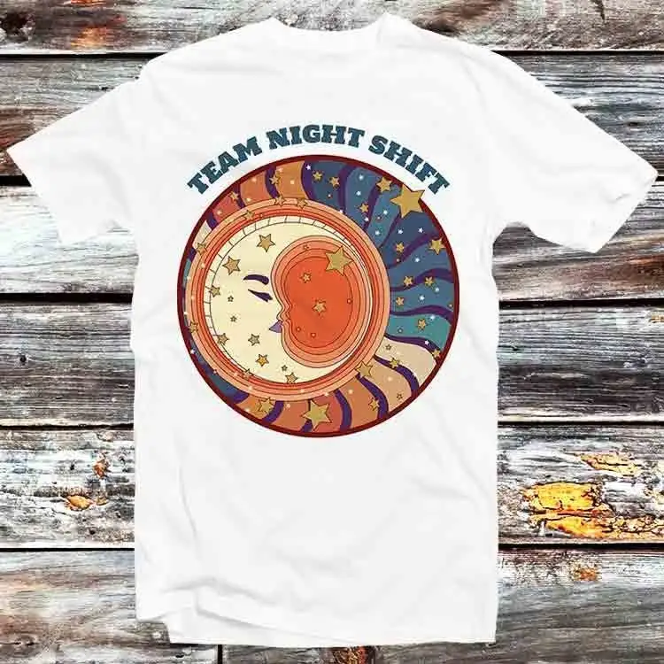 Team Night Shift T Shirt Vintage Retro Cool Cartoon Anime Top B955