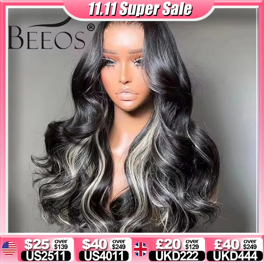 

BEEOS 1B/613 Oreo Highlight 13x6 HD Lace Frontal Wig 250% Pre plucked 613 Blonde Body Wave 5x5 HD Lace Closure Wig For Women