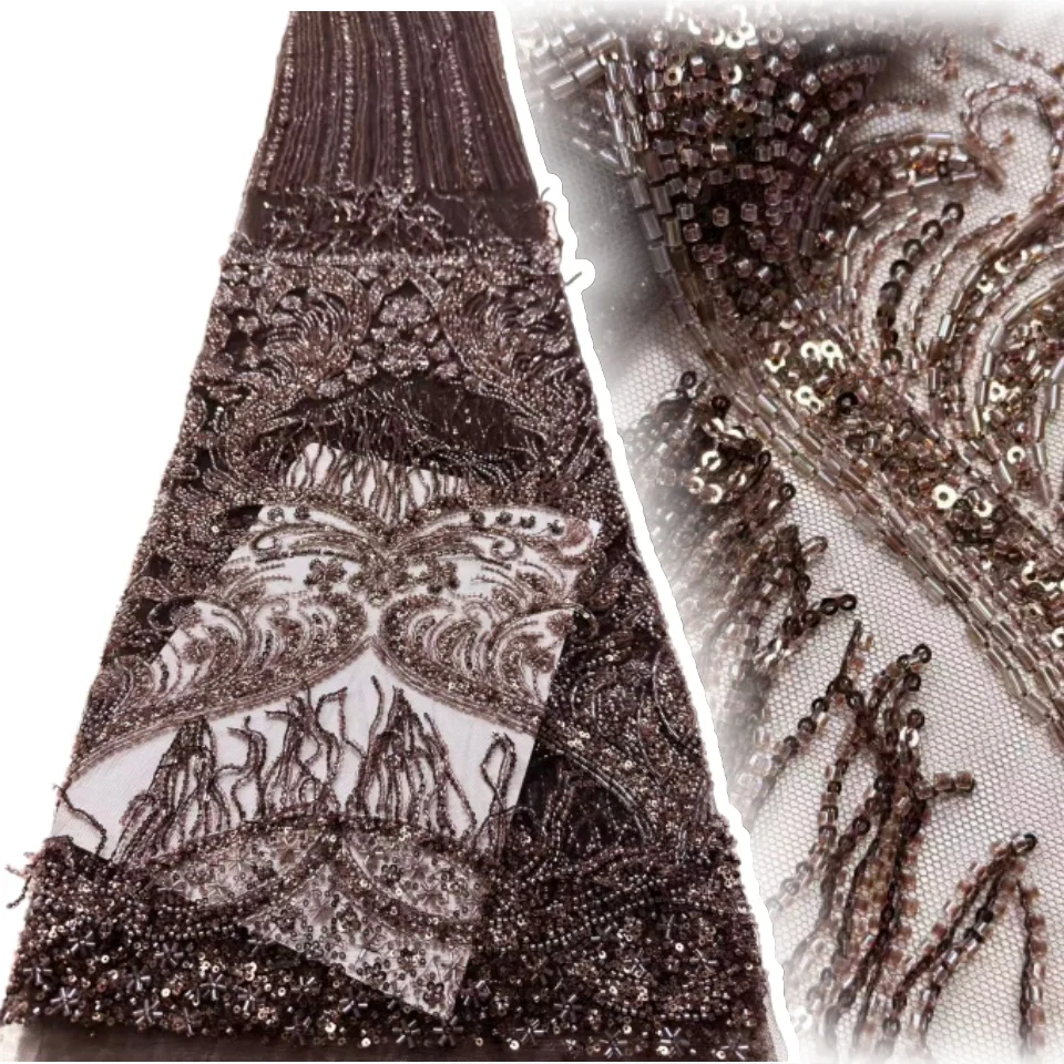 

African 3D Tassel Sequins Lace Fabric for Sewing Material Accessories 2025 Luxury African Beads Fabric Party DIY Dress SZ1586