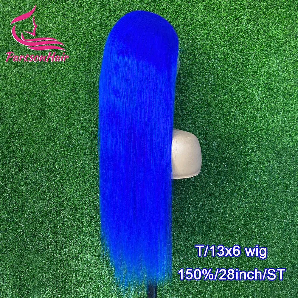 مستقيم الأزرق الداكن 13x6 الدانتيل الجبهة الباروكات 100% الشعر البشري 613 الملونة قبل نتفها الأزرق الداكن شعر مستعار الدانتيل للنساء الشعر الخام البرازيلي #4
