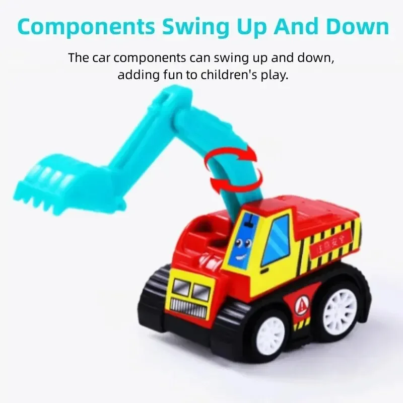 6Pcs Mini Inertial Pull Back Engineering Car Set Child Kids Cartoon Toys Birthday Gift