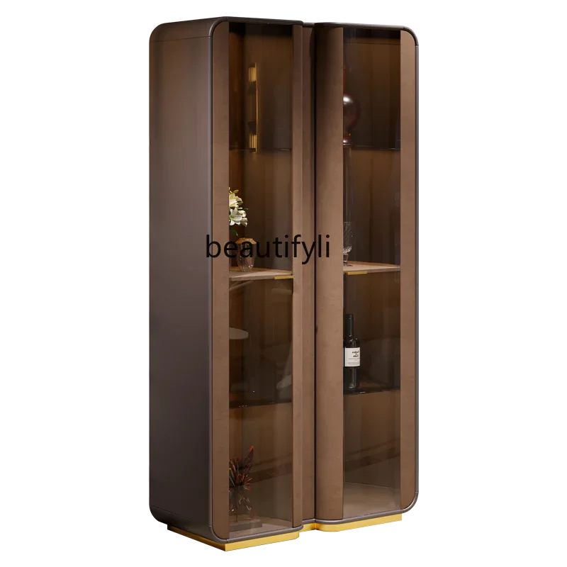 

luxury winecabinet against the wall Guest restaurant Storage room hall cabinet Modern fashion double door Italian glass bookcase