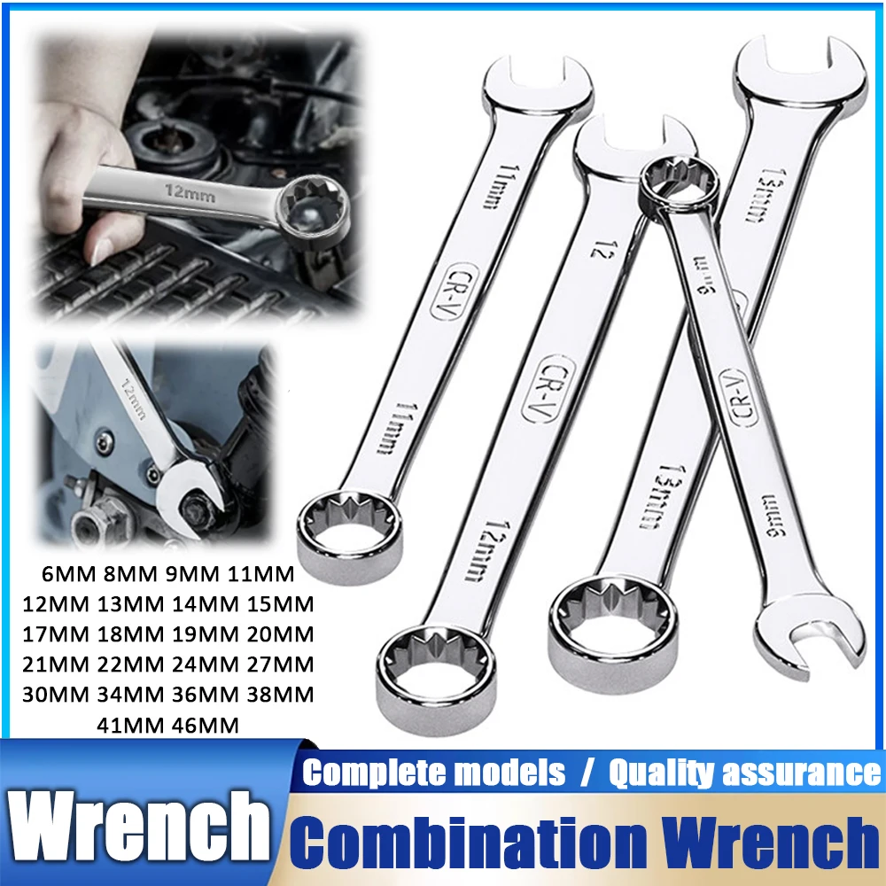 

6 8 9 11 12 13 - 46mm Open Box End Combination Wrench 45#Carbon Steel Opened Ring Combo Spanner Household Car Repair Hand Tools