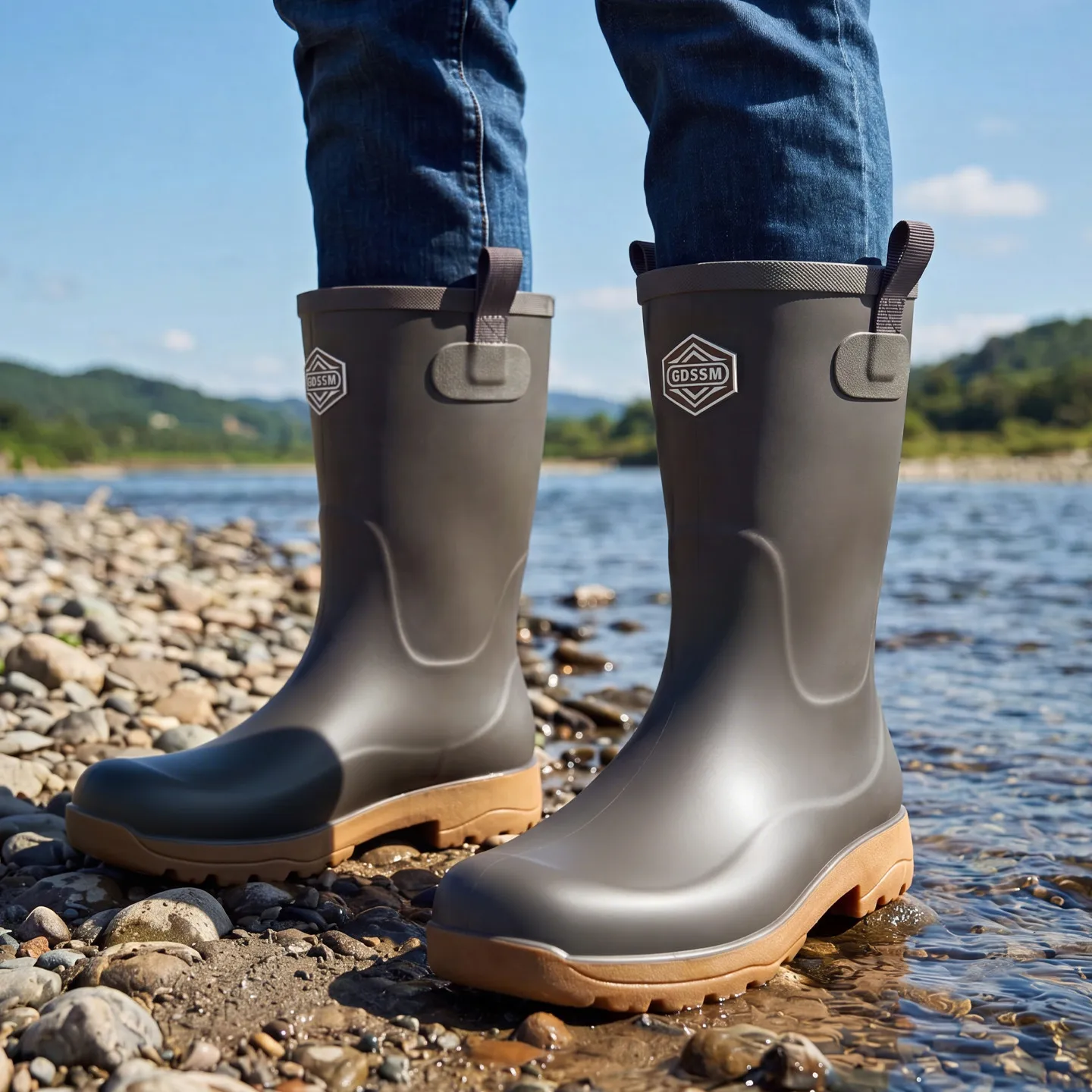 Fashion Mid-calf Rain Boots Wear-resistant Waterproof Rubber Shoes Anti-slip Trendy and Durable Fishing and Outdoor Water Shoes