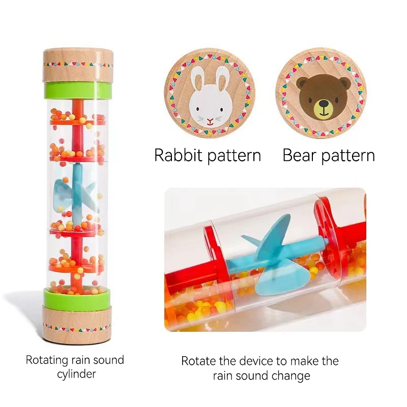 دروس الموسيقى في مرحلة الطفولة المبكرة طبلة المطر ، آلات قرع أورف ، الجرس التناظري ، ساعة رملية قوس قزح ، لعبة تعليمية ، هدية الطفل