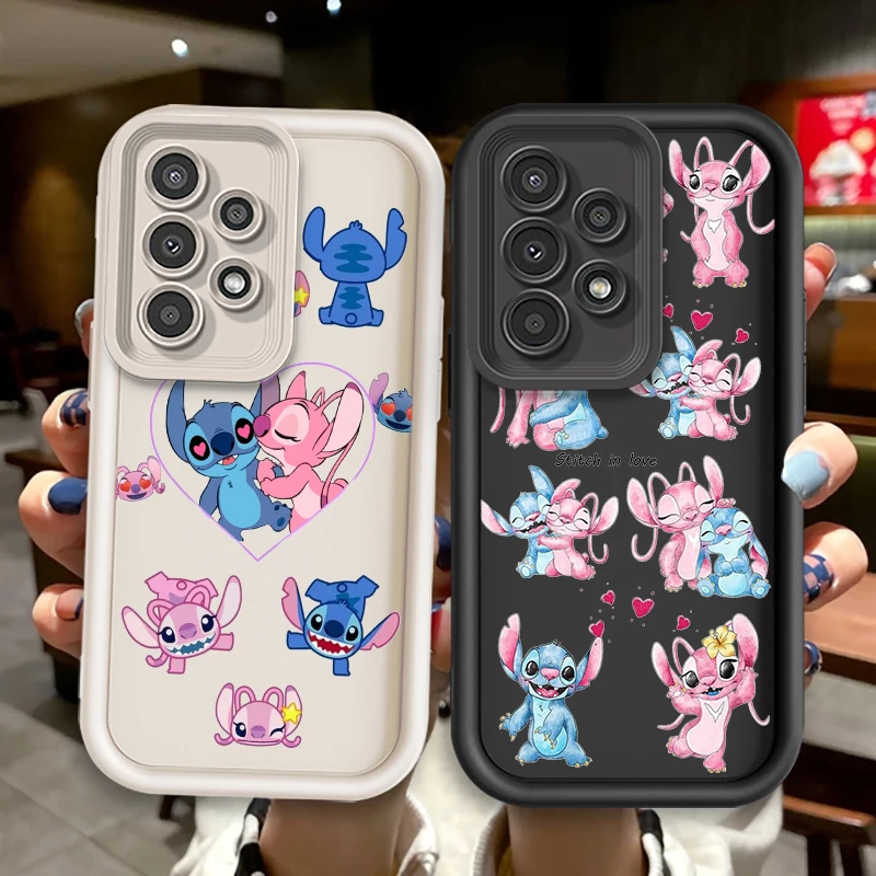 Disney Stitch Angie For Samsung A73 A71 A54 A53 A52 A51 A33 A32 A21S A14 A13 A12 A03 A04 A05 5G Eye Ladder Back Phone Case