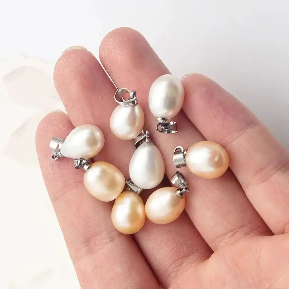 1 قطعة لؤلؤ المياه العذبة الطبيعية المعلقات سحر الأبيض الوردي الأرجواني القلائد ذاتية الصنع اكسسوارات هدية عيد الحب 10-11 مللي متر