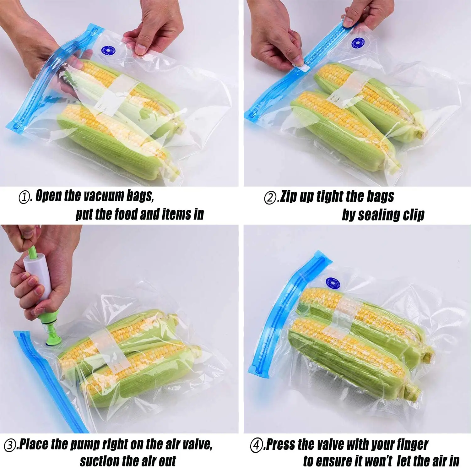 Sous Vide Bags Reusable Vacuum Food Sealer Bag With Valve For Kitchen Meat Vegetables Fruit Compression Storage Food Storage Bag