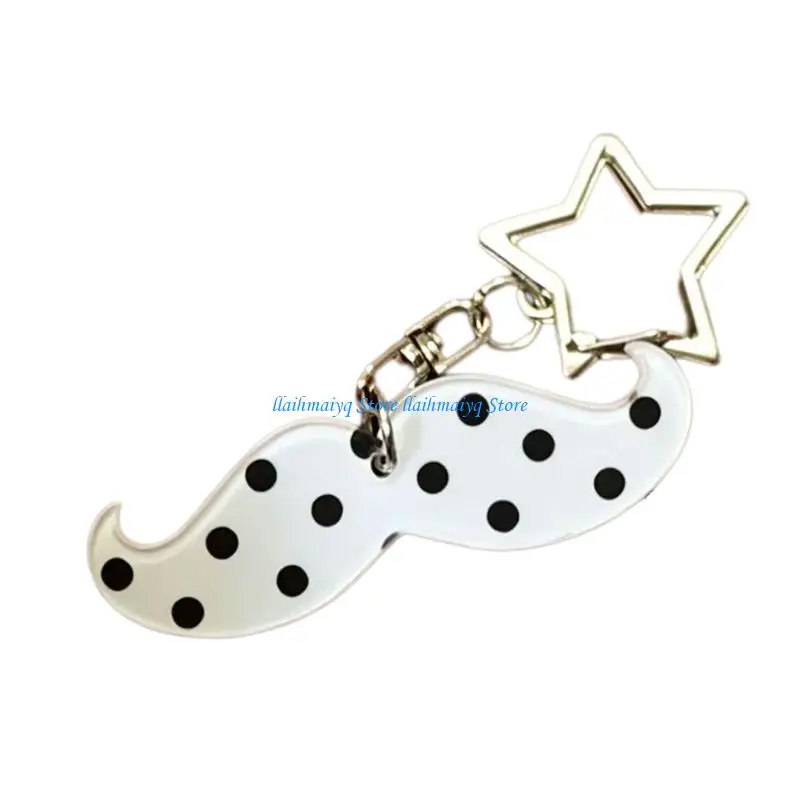 573B Fun Cartoon Mustache Acrylic Keychain For Keys Backpacks And Gifts Lightweight And Sturdy 5Cm Long Holder Accessory