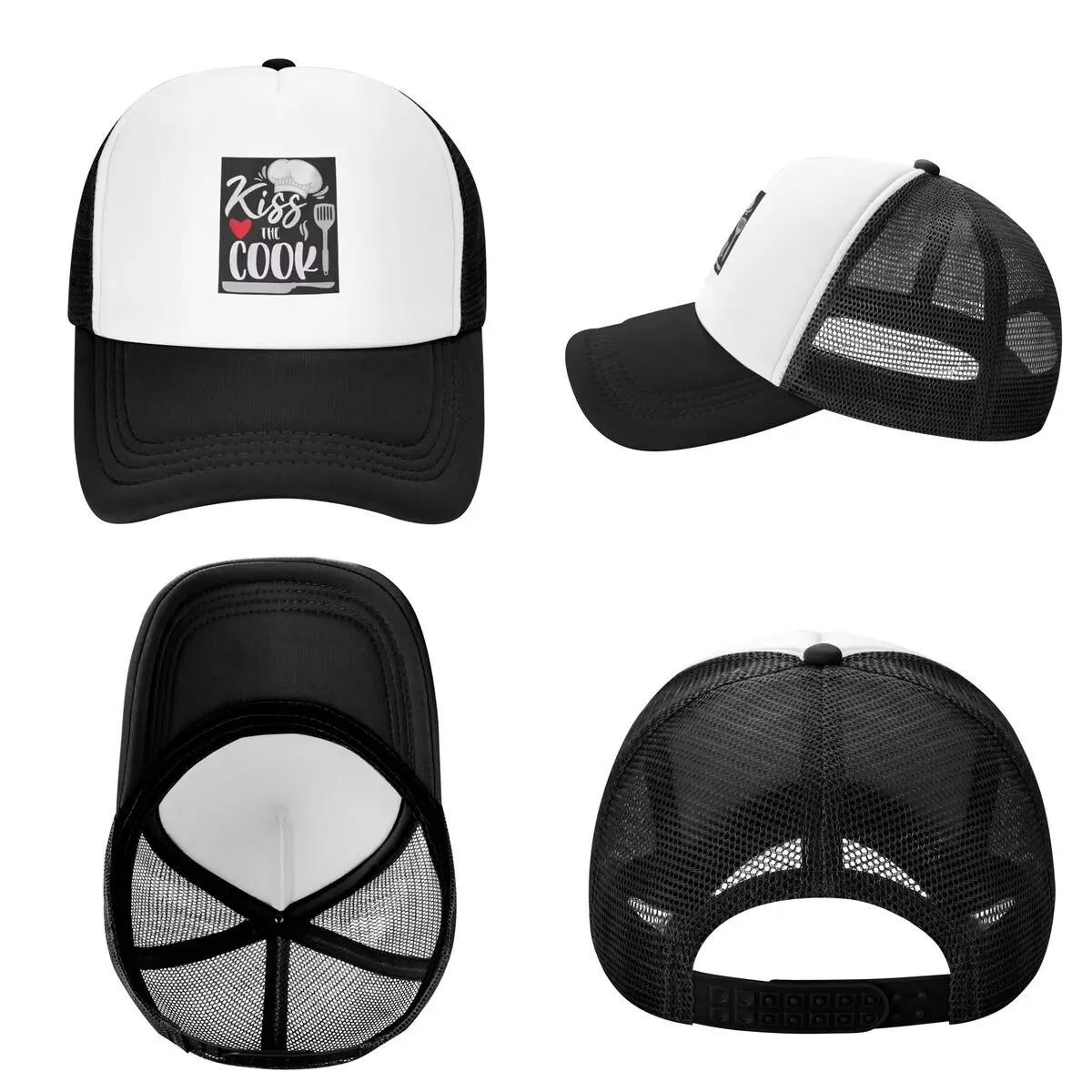 Kiss The Cook Funny Cap Casual Mesh Baseball Caps Adjustable Hat Hip Hop Summer Unisex Baseball Hats