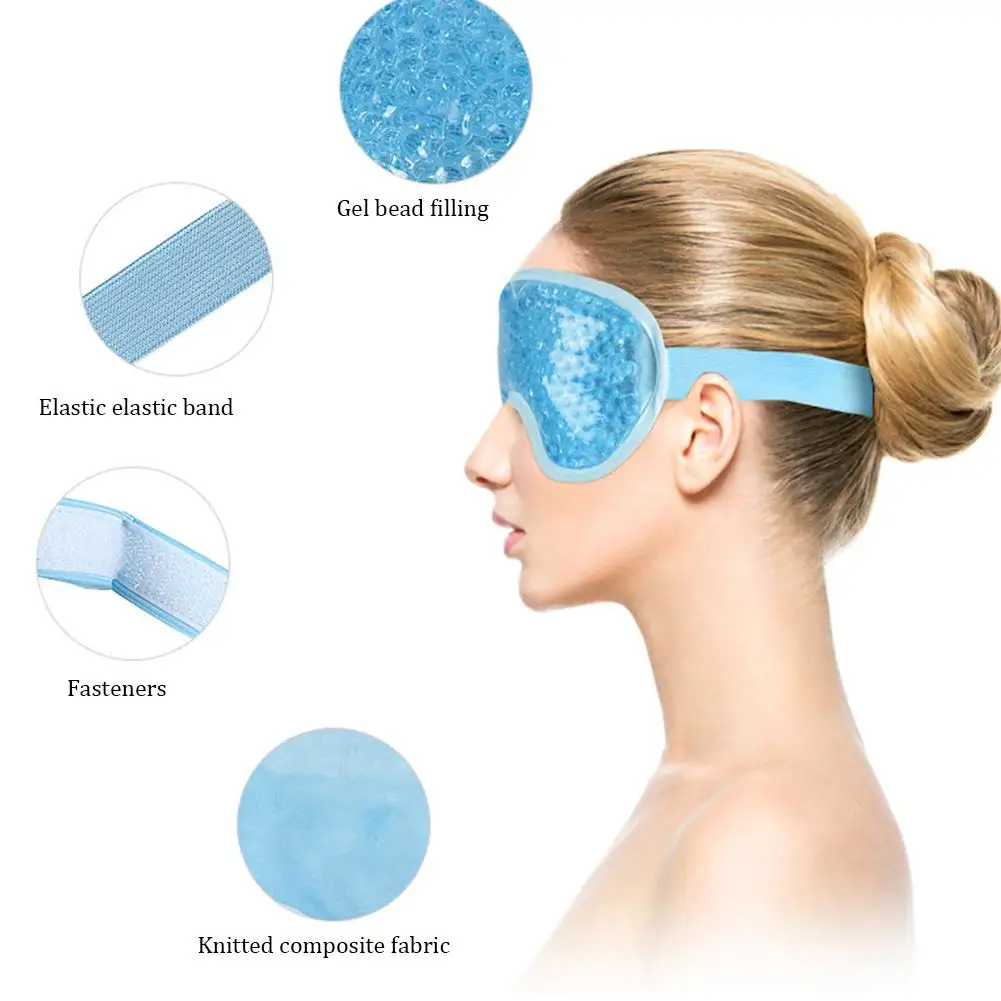 Gel Eye Mask com grânulos reutilizáveis, quente e frio calmante, compressão, cabeça, gelo Pack, óculos, beleza, rosto, dor, dormir, T1A5