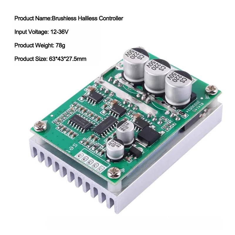 500W15A Brushless และ Hallless มอเตอร์ DC12-36V ควบคุมความเร็วไปข้างหน้าและย้อนกลับ High Power Controller 15A