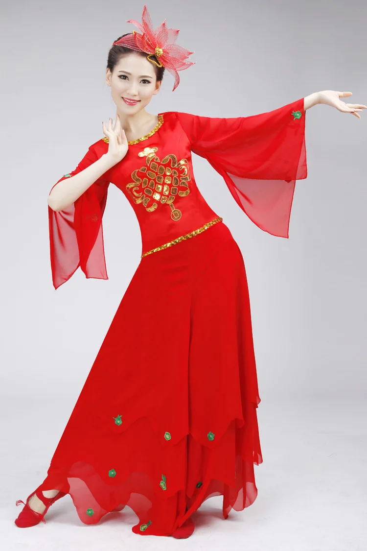 2016 New Classical Middle-Aged and Elderly Ethnic Yangge Clothes Waist Drum Clothing Fan Dance Performance Umbrella