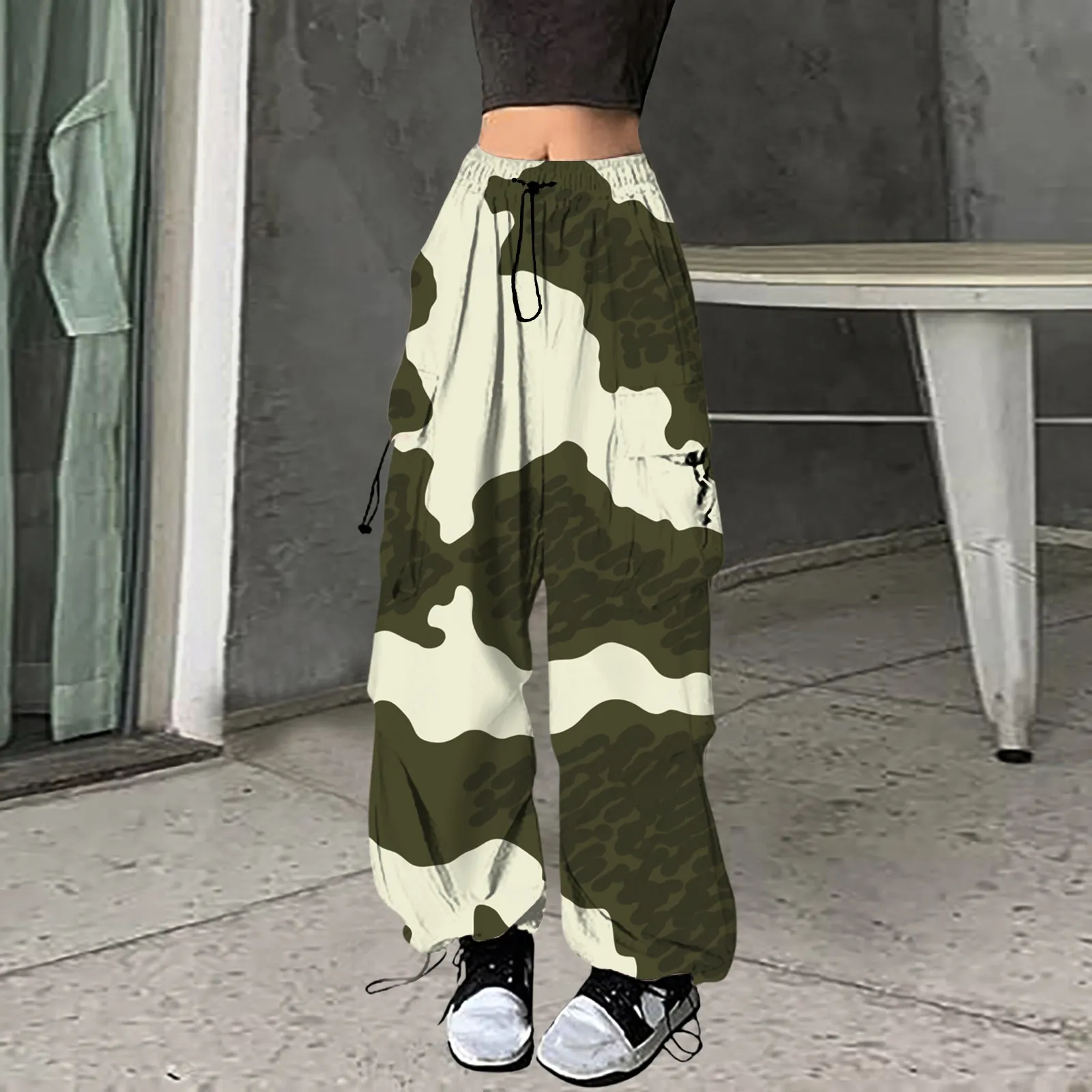 Y2k Harajuku Oversized Cargo Pants Women Korean Fashion Print Trousers Streetwear Hip Hop Wide Leg Joggers Baggy Sweatpants