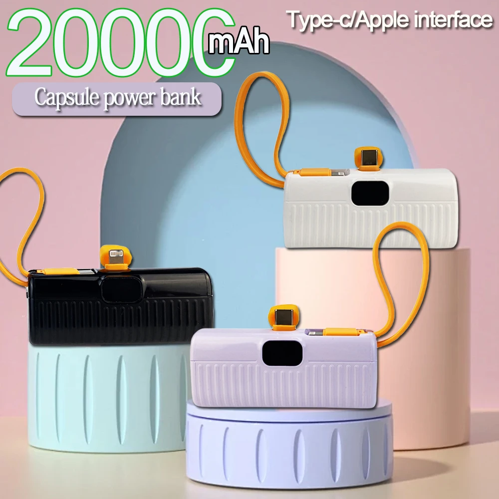 

Mini Power Bank 20000 mAh Compact Capsule Stand Power Bank Fast Charging Free Shipping Suitable for iPhone Samsung Huawei