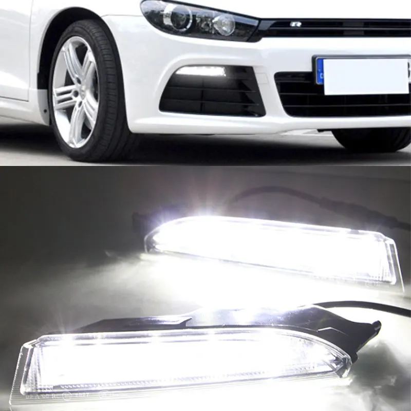 For VW Volkswagen Scirocco R Line 2010 2011 2012 2013 2014 Car LED DRL Daytime Running Lights White Fog Lamp Yellow Turn Signal