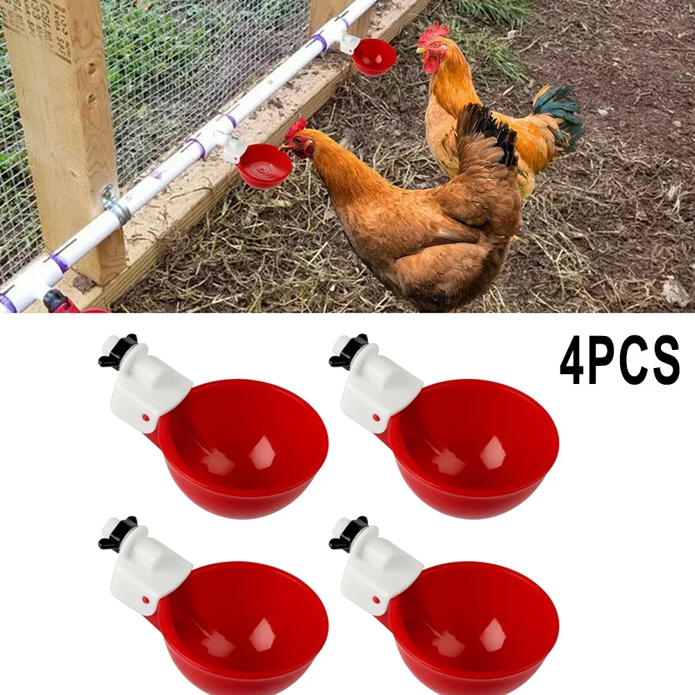 4PCS Chicken Automatic Watering Cups Poultry Drinker Drinker Chicken Duck Quail Drinking Water Feeder Farm Water Feeder Kit