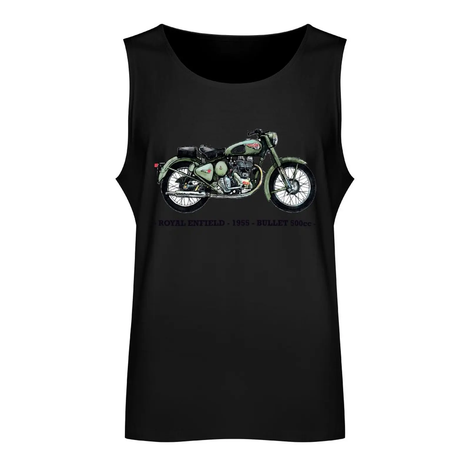 Classic Motorbike - Royal Enfield Bullet, Illustrated Tribute Tank Top cool things bodybuilding men Men's singlets summer 2025