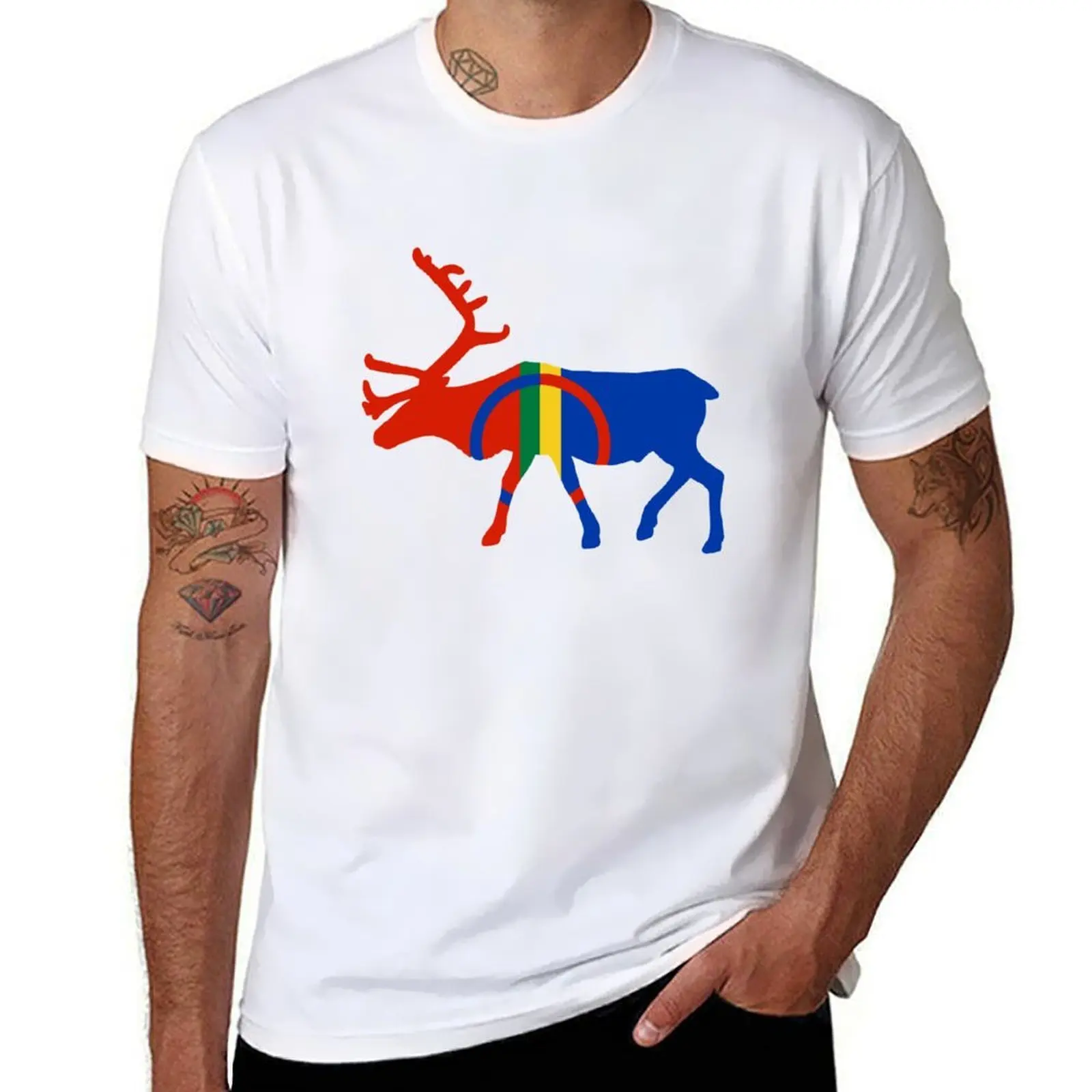 

sami reindeer emblem. T-Shirt man t shirts for men casual t shirts for man cotton funny T-Shirt