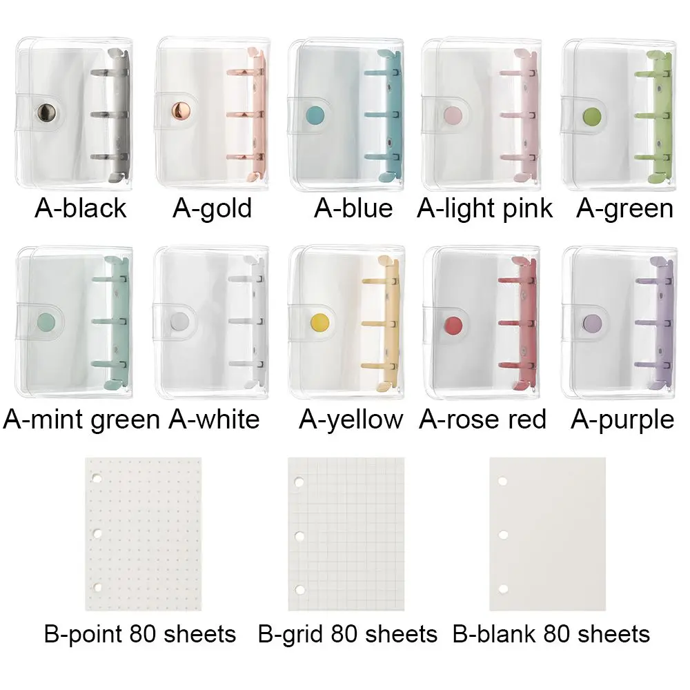 Réinitialisation de Recharge pour Carnet de Notes Portable, Accessoire à 3 Trous, Mini Couverture en PVC, pour Voyageur