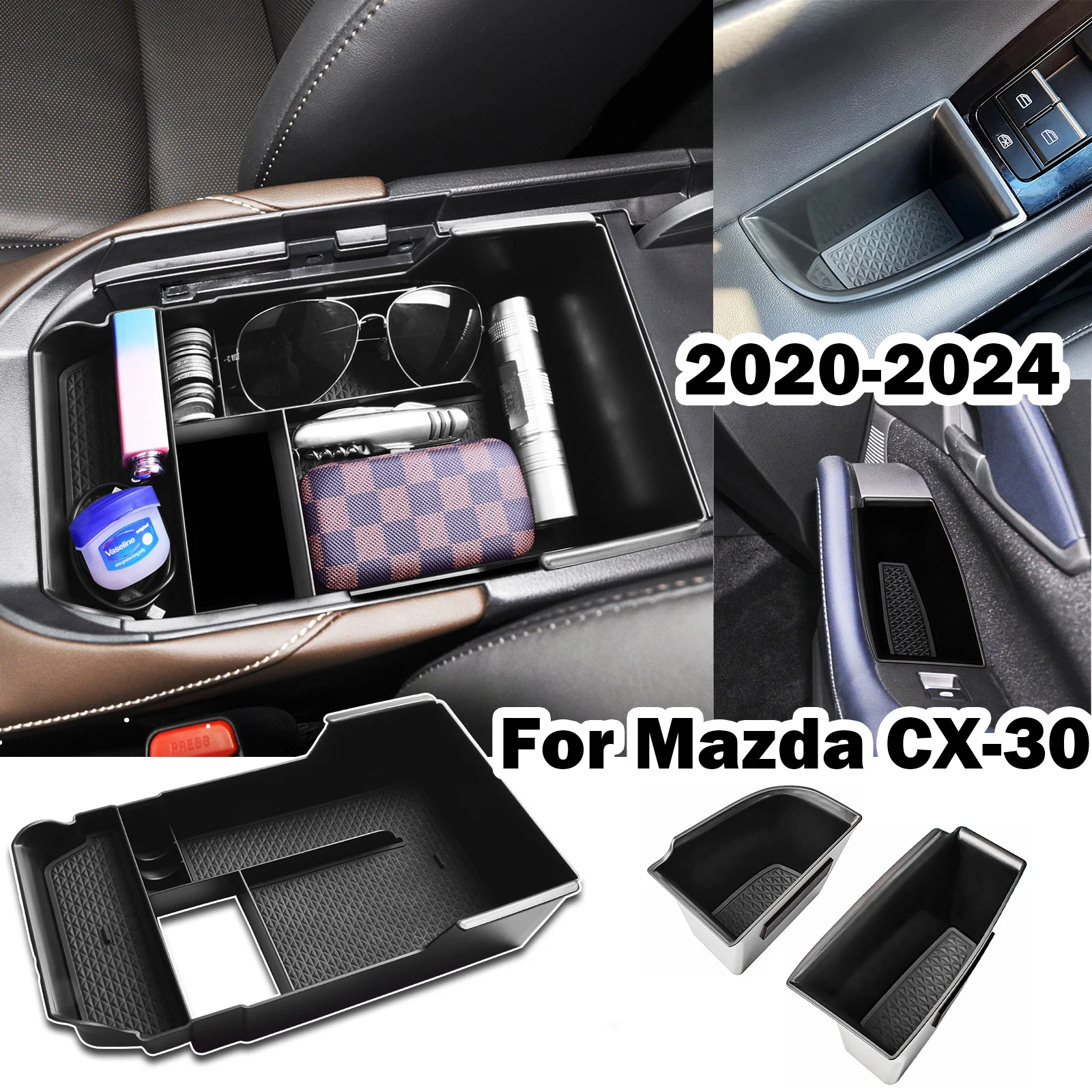 

Center Console Tray Door Handle Organizer for Mazda CX-30 2020-2023 2024 Armrest Storage Box Door Storage Car Pocket Accessories